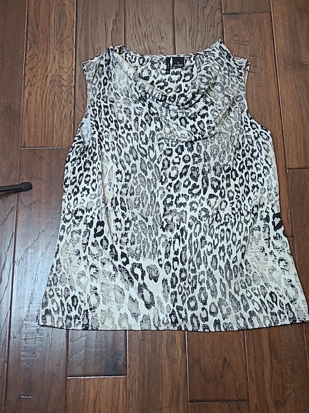 New Directions Sleeveless Cowl Neck Leopard Print Top size XL